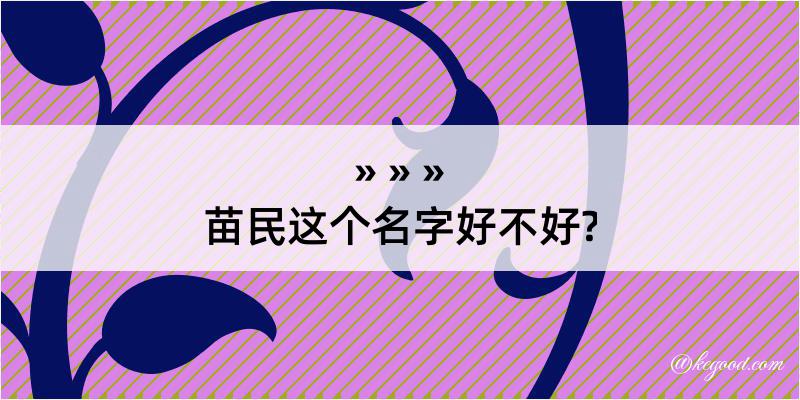 苗民这个名字好不好?