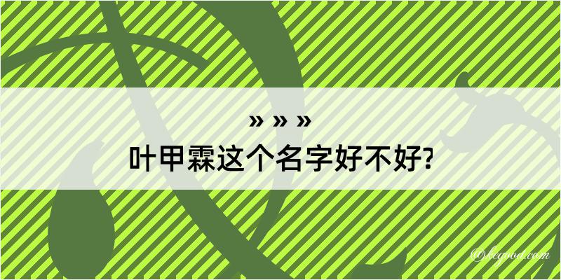 叶甲霖这个名字好不好?