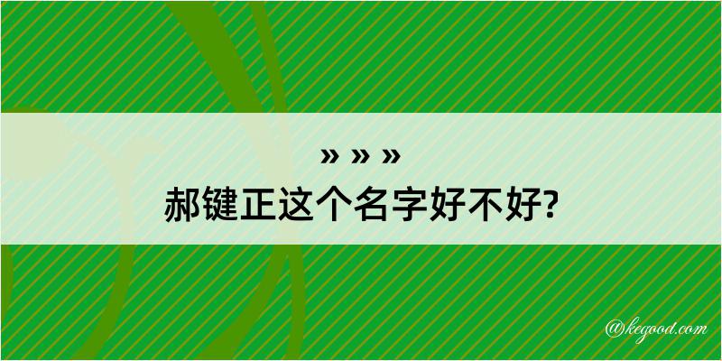 郝键正这个名字好不好?