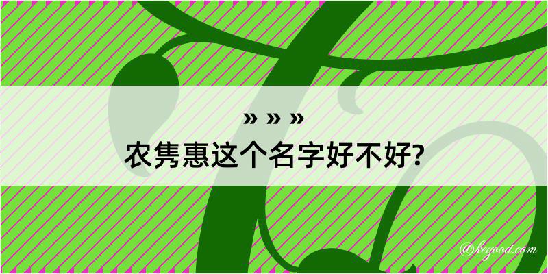 农隽惠这个名字好不好?