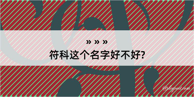 符科这个名字好不好?