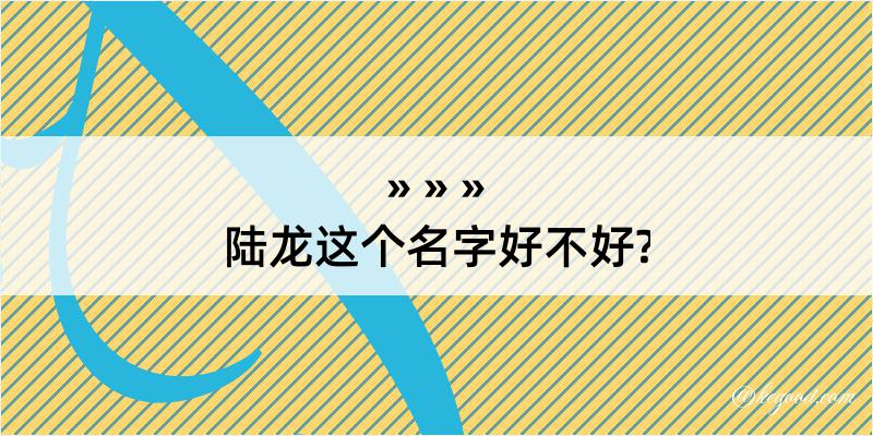 陆龙这个名字好不好?