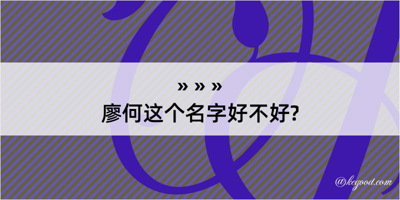 廖何这个名字好不好?