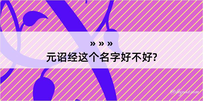 元诏经这个名字好不好?