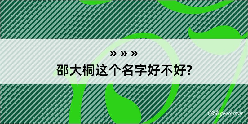 邵大桐这个名字好不好?