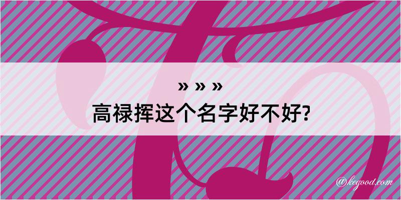 高禄挥这个名字好不好?