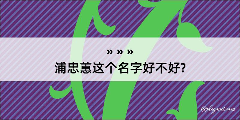 浦忠蕙这个名字好不好?