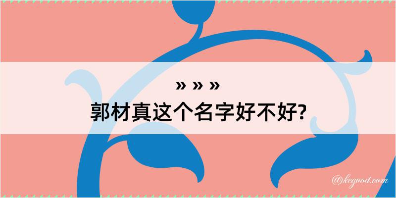 郭材真这个名字好不好?