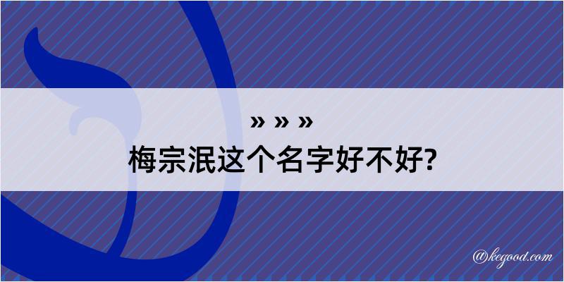 梅宗泯这个名字好不好?