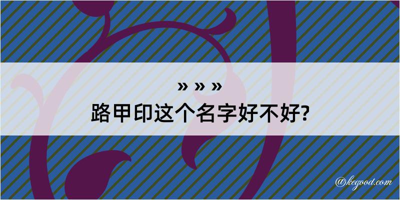 路甲印这个名字好不好?