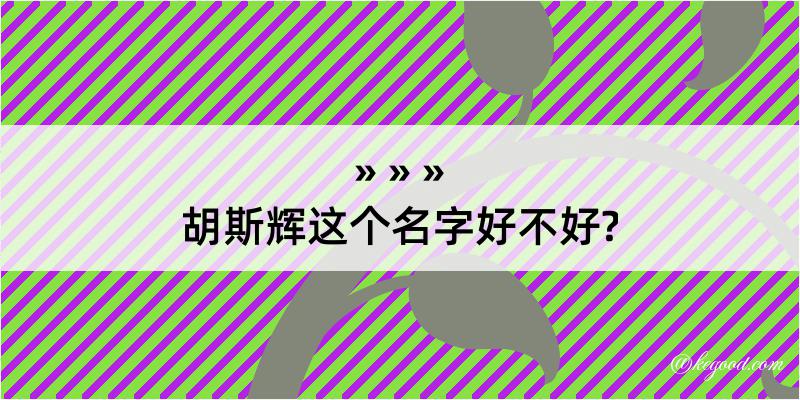 胡斯辉这个名字好不好?