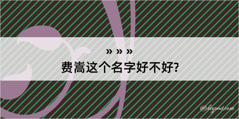 费嵩这个名字好不好?