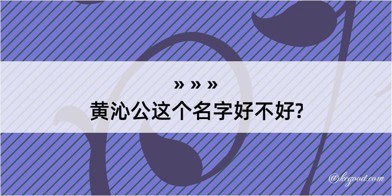 黄沁公这个名字好不好?