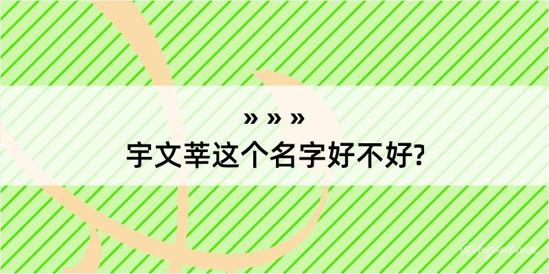 宇文莘这个名字好不好?