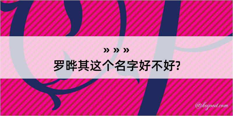 罗晔其这个名字好不好?