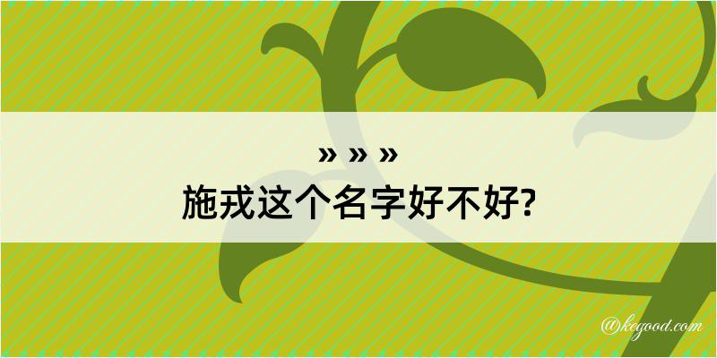 施戎这个名字好不好?