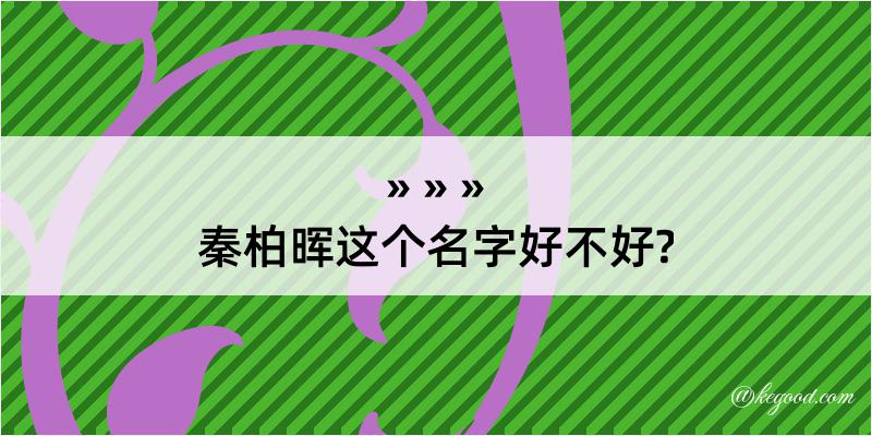 秦柏晖这个名字好不好?