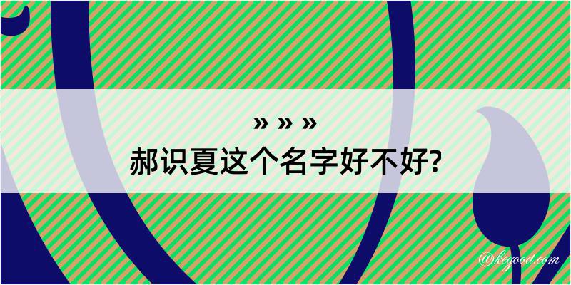 郝识夏这个名字好不好?