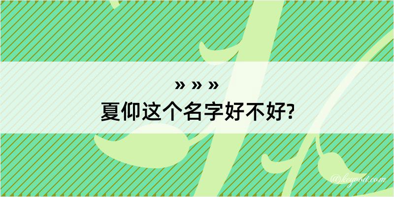 夏仰这个名字好不好?