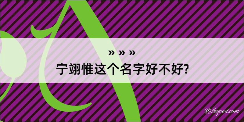 宁翊惟这个名字好不好?