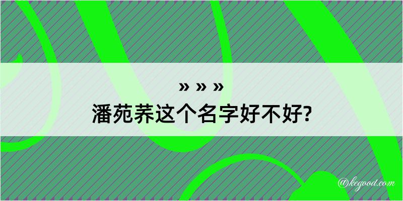 潘苑荞这个名字好不好?