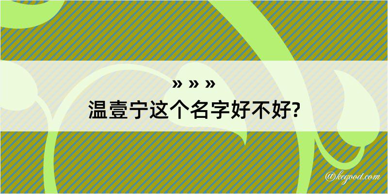 温壹宁这个名字好不好?