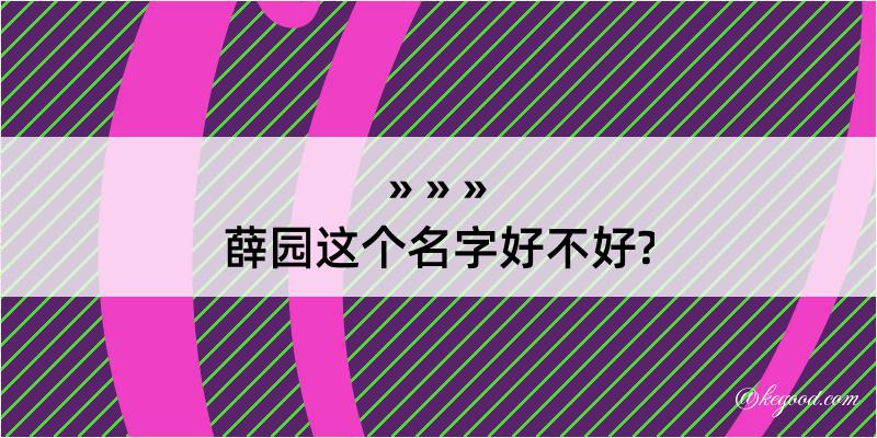 薛园这个名字好不好?