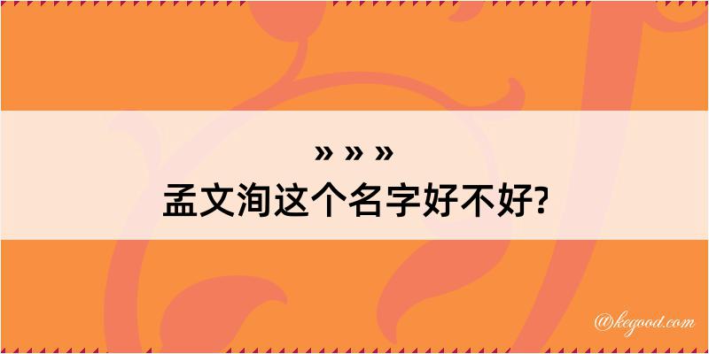 孟文洵这个名字好不好?