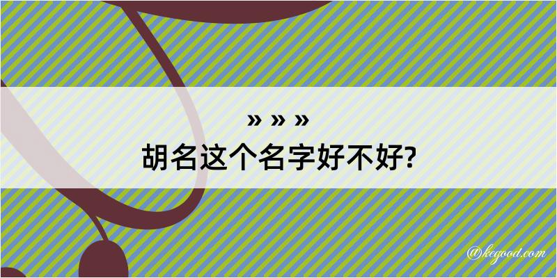 胡名这个名字好不好?