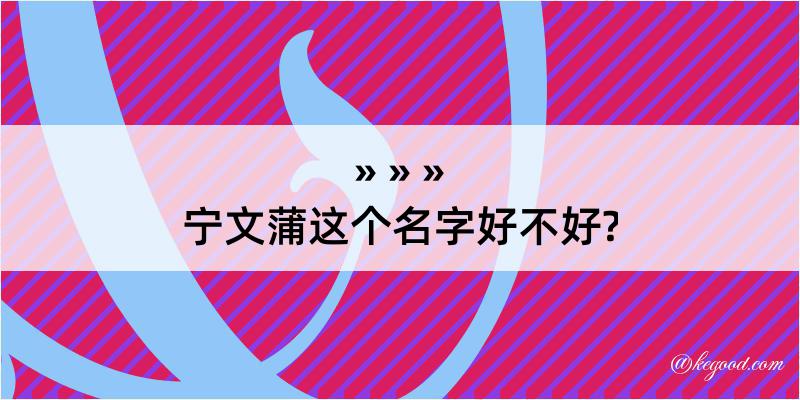 宁文蒲这个名字好不好?