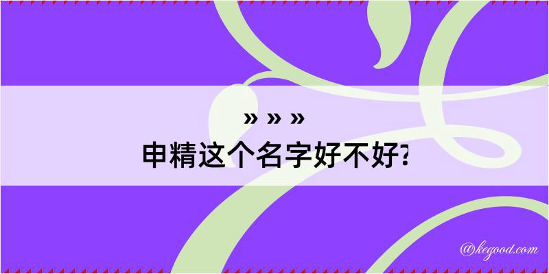 申精这个名字好不好?