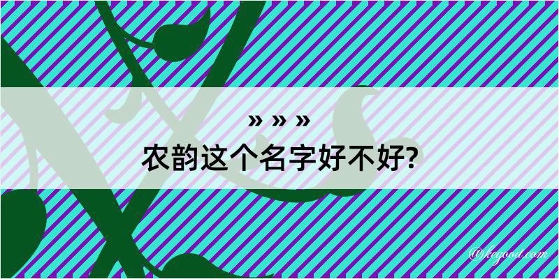 农韵这个名字好不好?