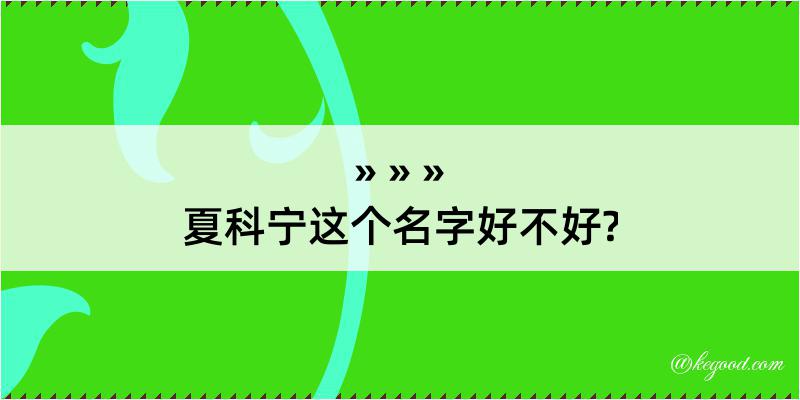 夏科宁这个名字好不好?