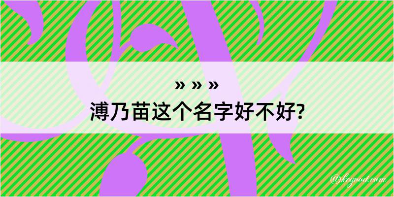 溥乃苗这个名字好不好?