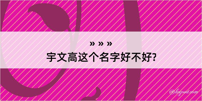 宇文高这个名字好不好?