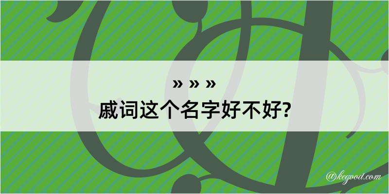 戚词这个名字好不好?