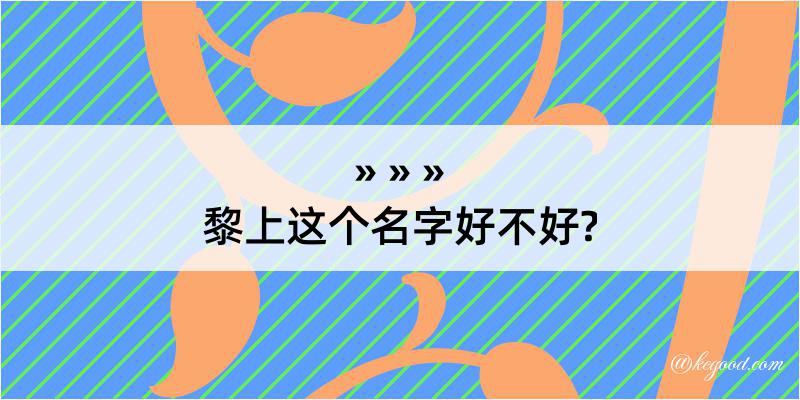 黎上这个名字好不好?