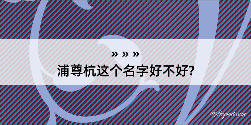 浦尊杭这个名字好不好?