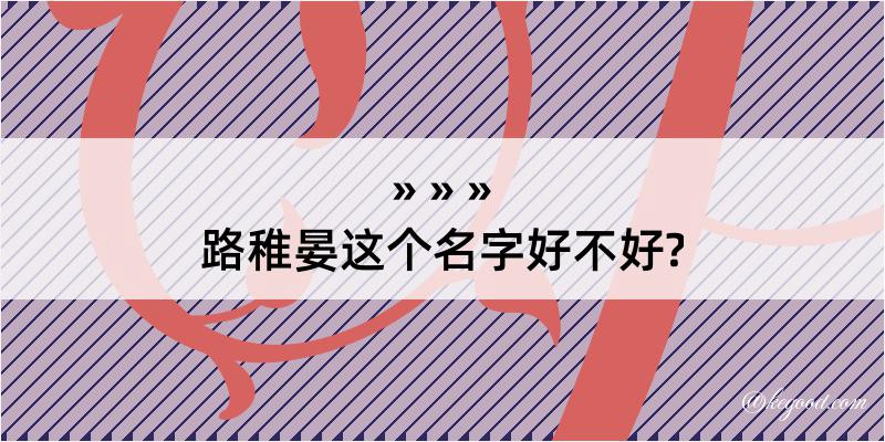 路稚晏这个名字好不好?