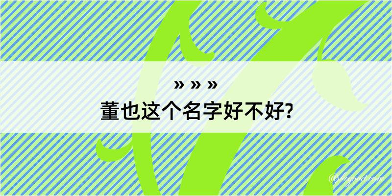 董也这个名字好不好?