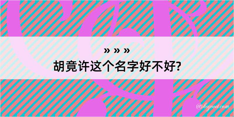 胡竟许这个名字好不好?