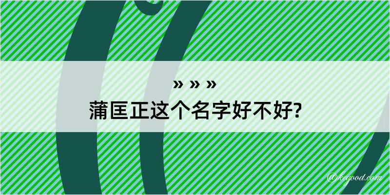 蒲匡正这个名字好不好?