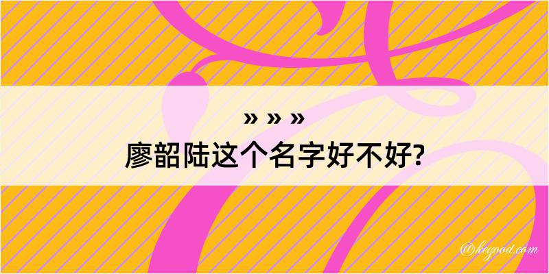 廖韶陆这个名字好不好?