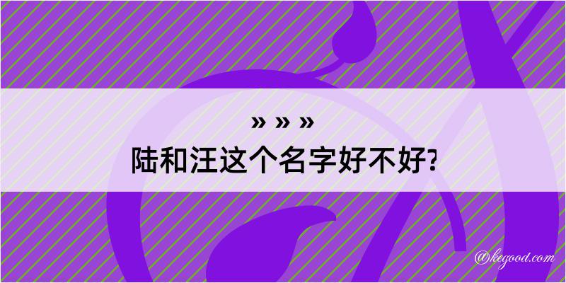 陆和汪这个名字好不好?