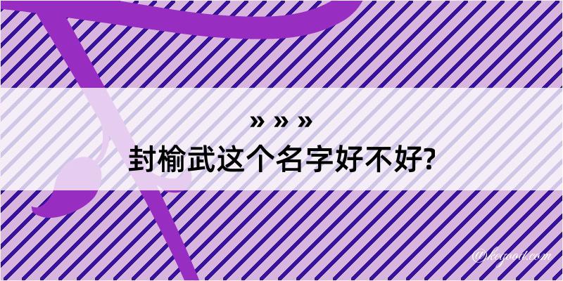 封榆武这个名字好不好?