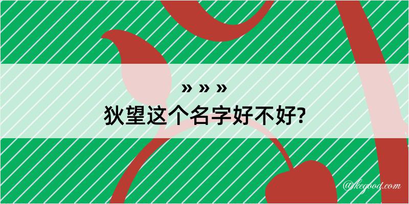 狄望这个名字好不好?