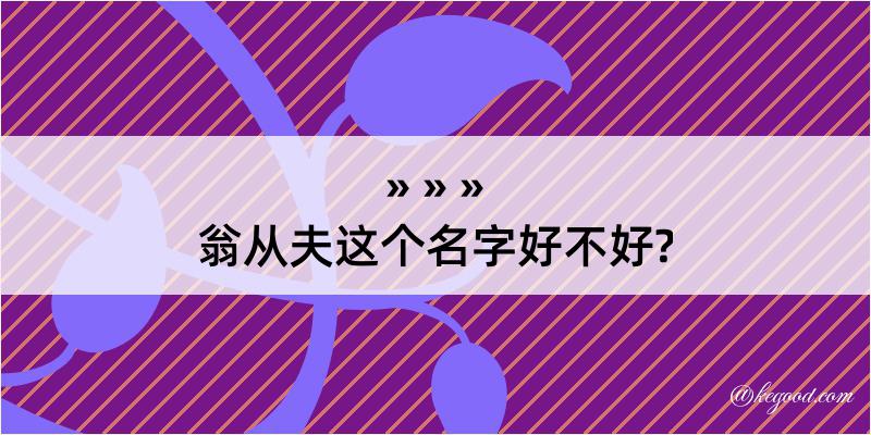 翁从夫这个名字好不好?