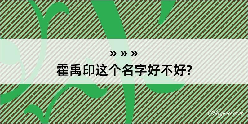 霍禹印这个名字好不好?