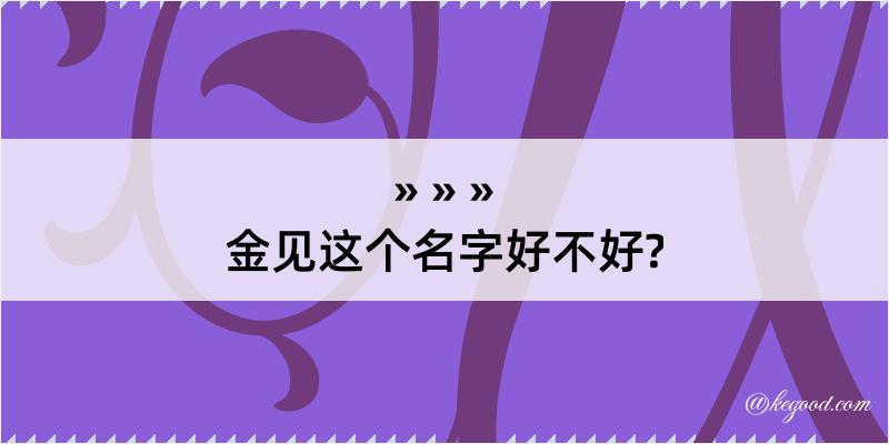 金见这个名字好不好?