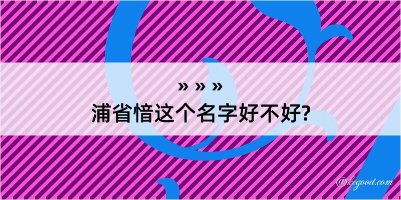 浦省愔这个名字好不好?